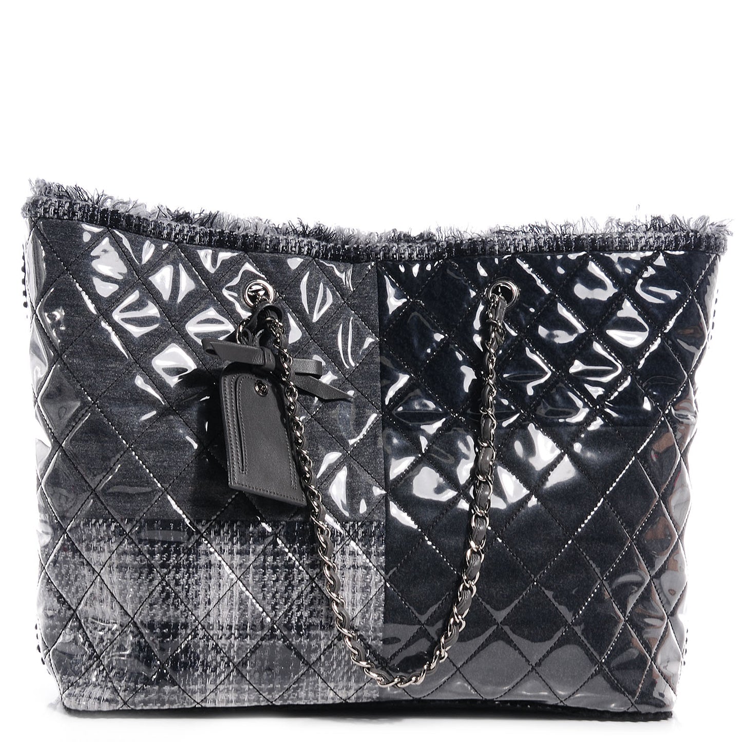 Vinyl Funny Tweed Patchwork Tote Black
