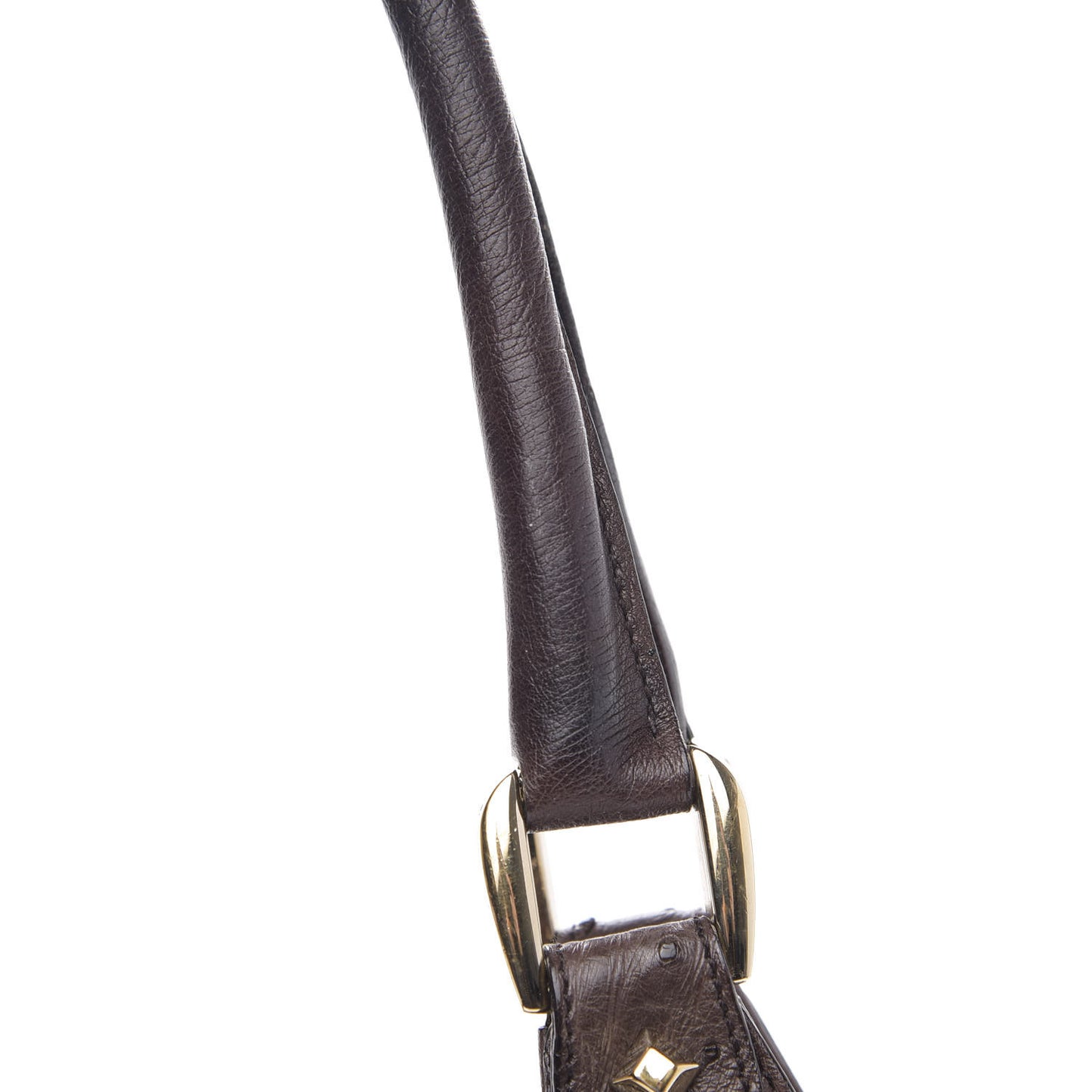 Ostrich Large Bardot Shoulder Bag Brown