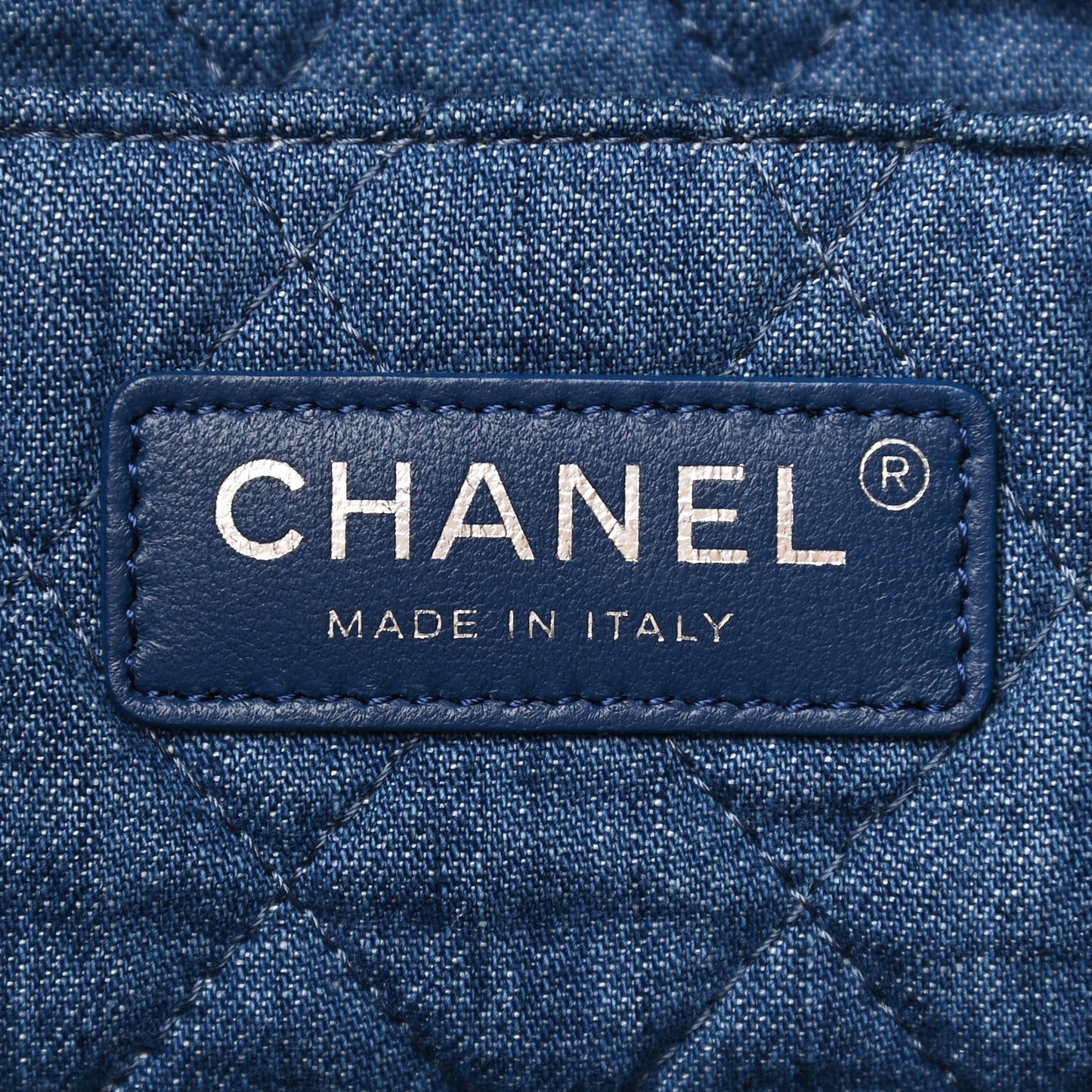 Denim Printed Shopping Bag Blue