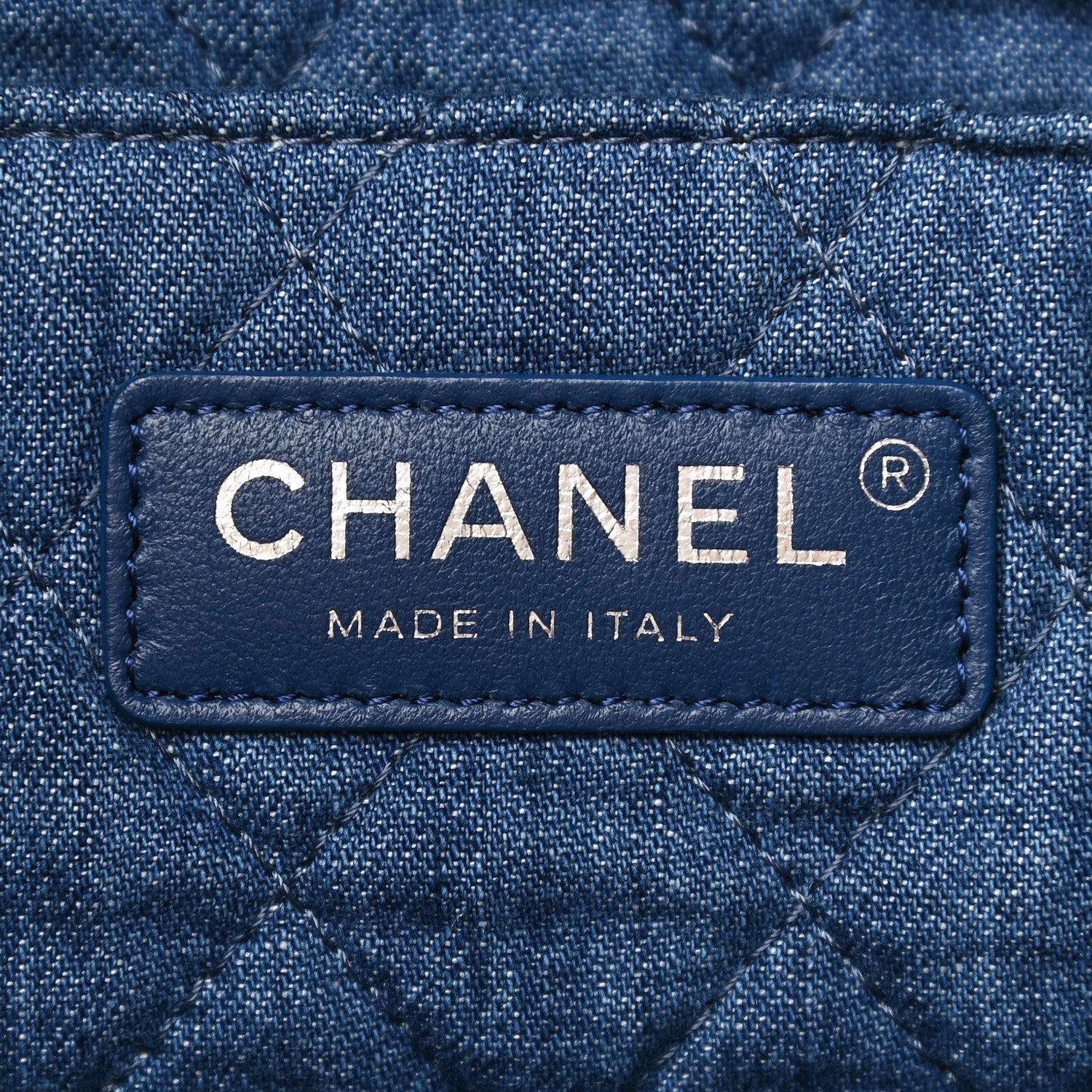 Chanel Denim Printed Shopping Bag Blue 6 of 9