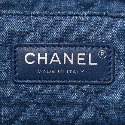 Chanel Denim Printed Shopping Bag Blue 6 of 9