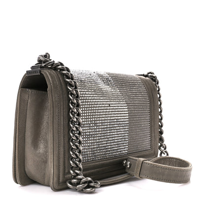 Chanel Iridescent Calfskin Quilted Strass Medium Paris Dallas Boy Flap Dark Khaki 3 of 12