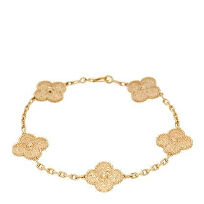 Van Cleef & Arpels 18K Yellow Gold 5 Motifs Vintage Alhambra Bracelet 1 of 4