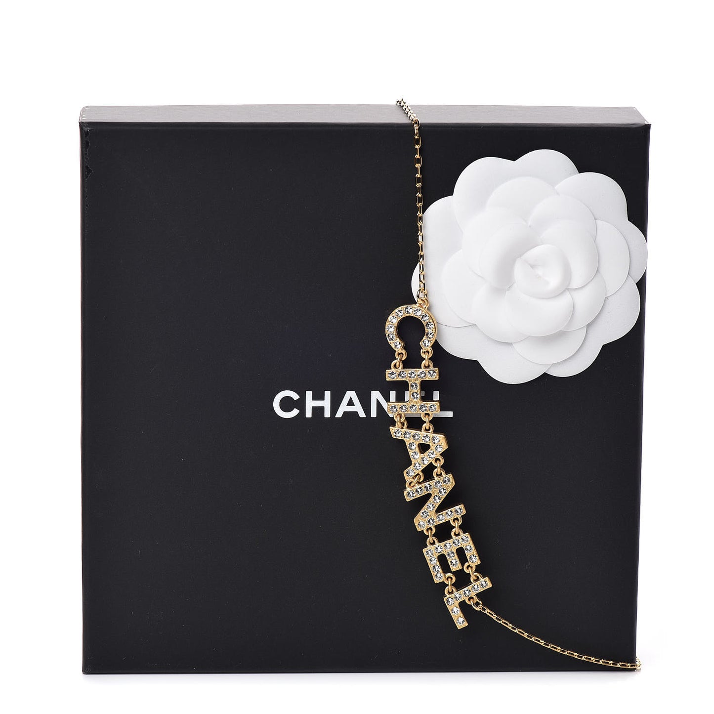 Metal Crystal 90's Icon Logo Necklace Gold