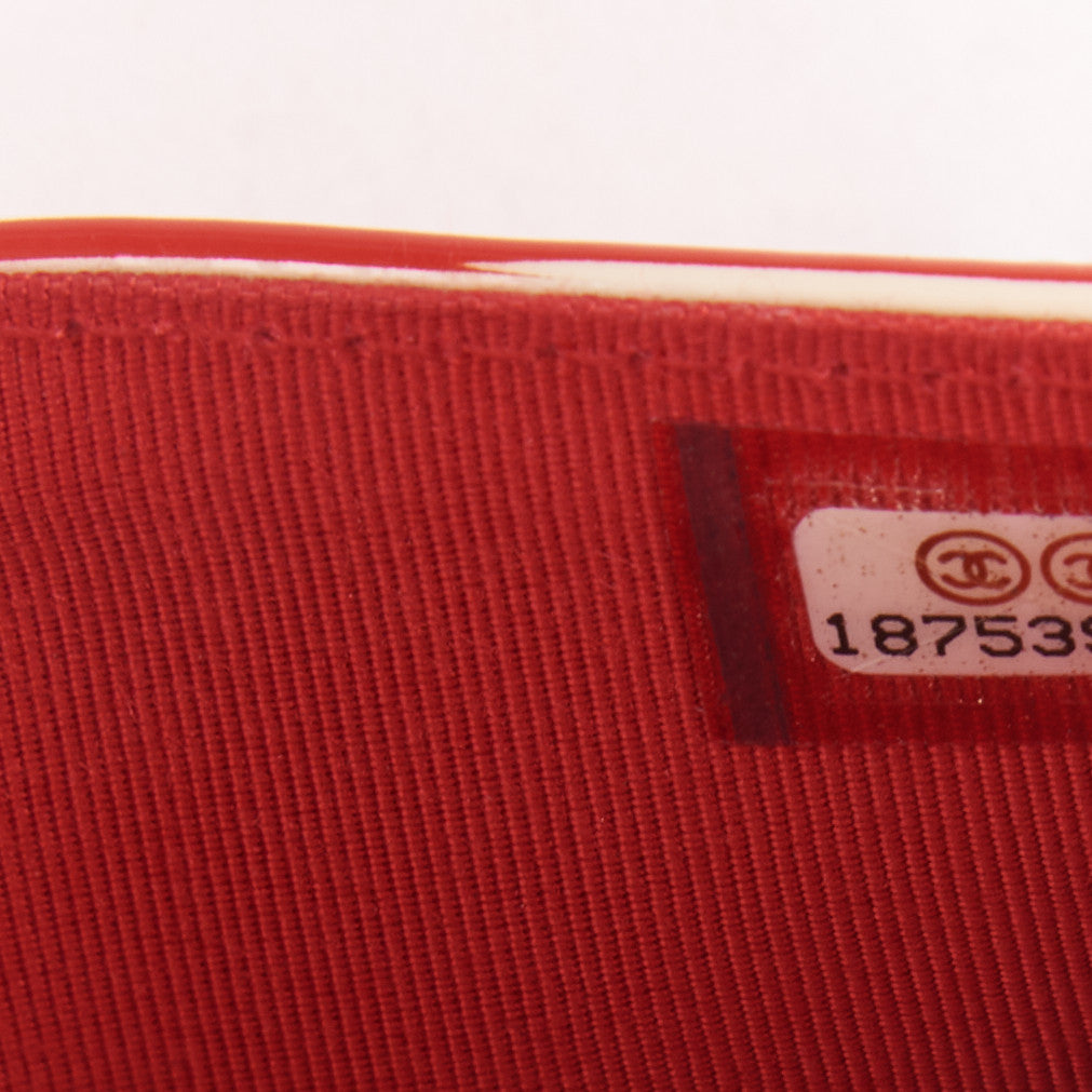 Patent Striped Wallet On Chain WOC Red
