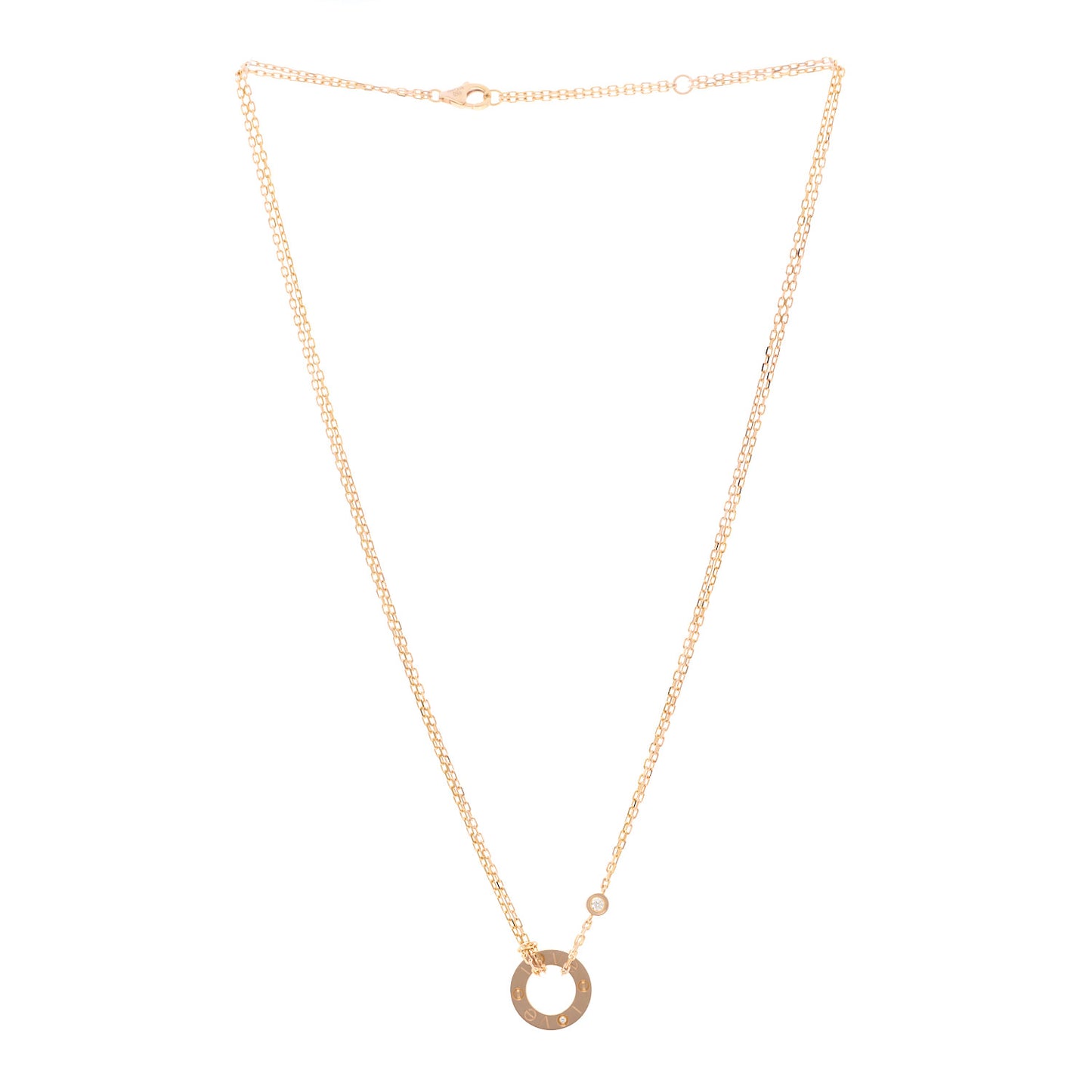 18K Pink Gold 2 Diamond LOVE Necklace