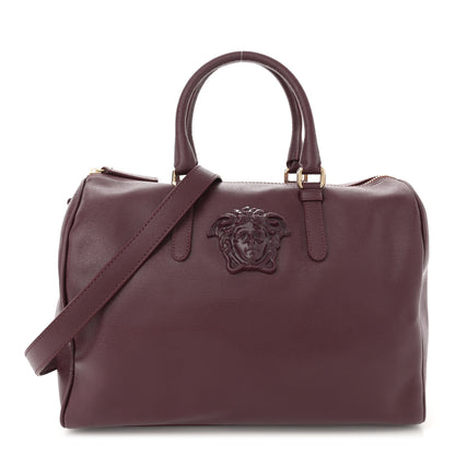 Versace Saffiano Calfskin Palazzo Bowler Burgundy 1 of 17