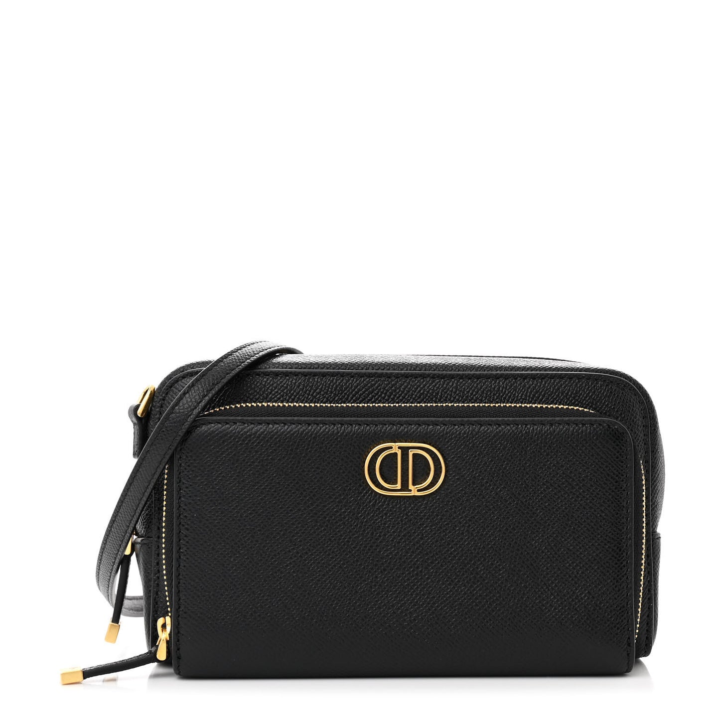 Grained Calfskin Caro Double Pouch Black