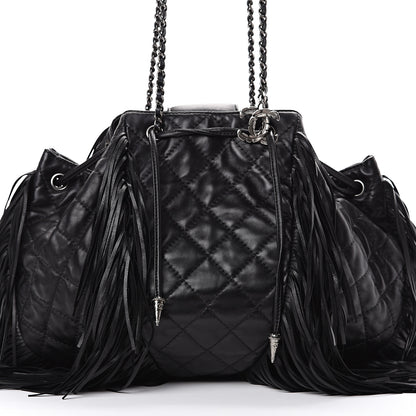 Chanel Lambskin Quilted Western Baluchon Fringe Bag Black 7 of 9