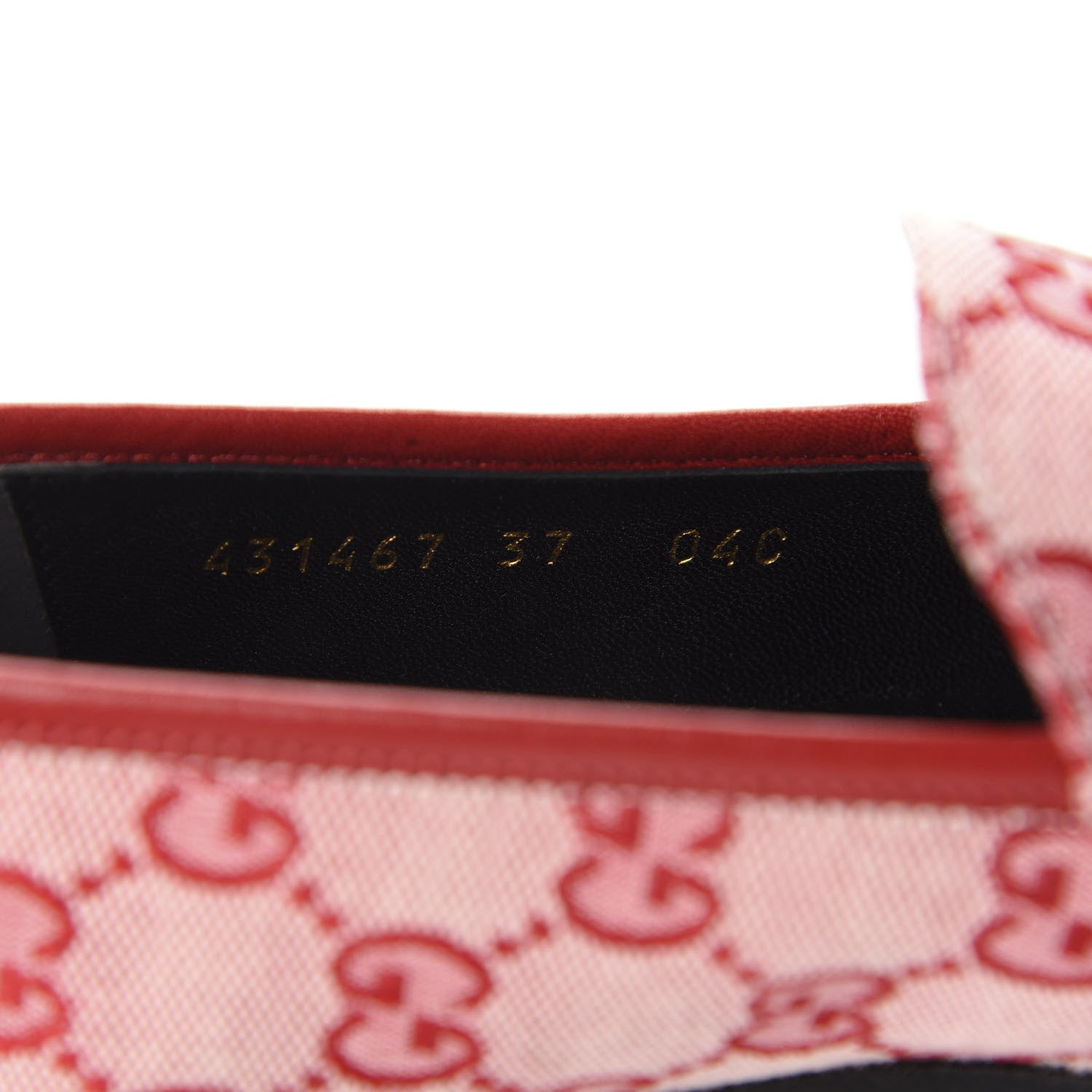 Gucci Canvas GG Monogram Horsebit Womens Jordaan Loafers 37 Gardenia Hibiscus Red 10 of 11
