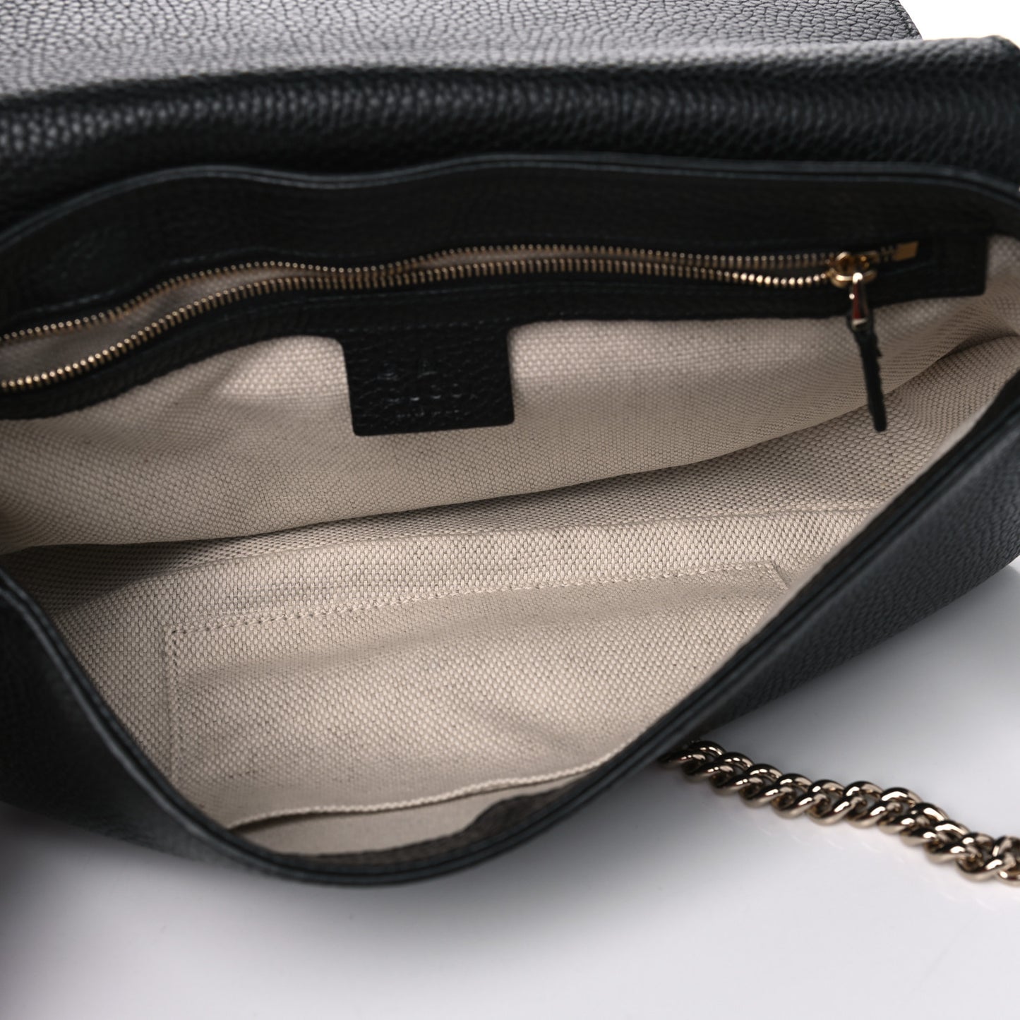 Pebbled Calfskin Medium Soho Flap Crossbody Black