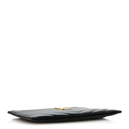 Saint Laurent Grain De Poudre Chevron Monogram Bill Pouch Black Black 4 of 9