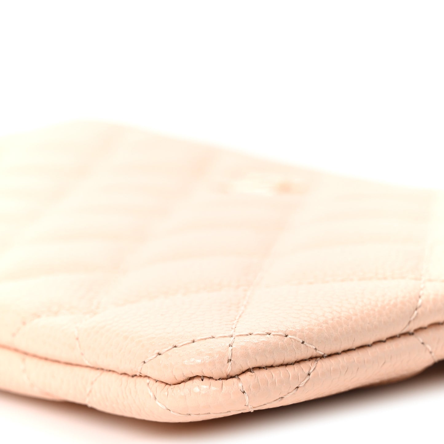 Caviar Quilted Small Zipped Pouch Light Beige