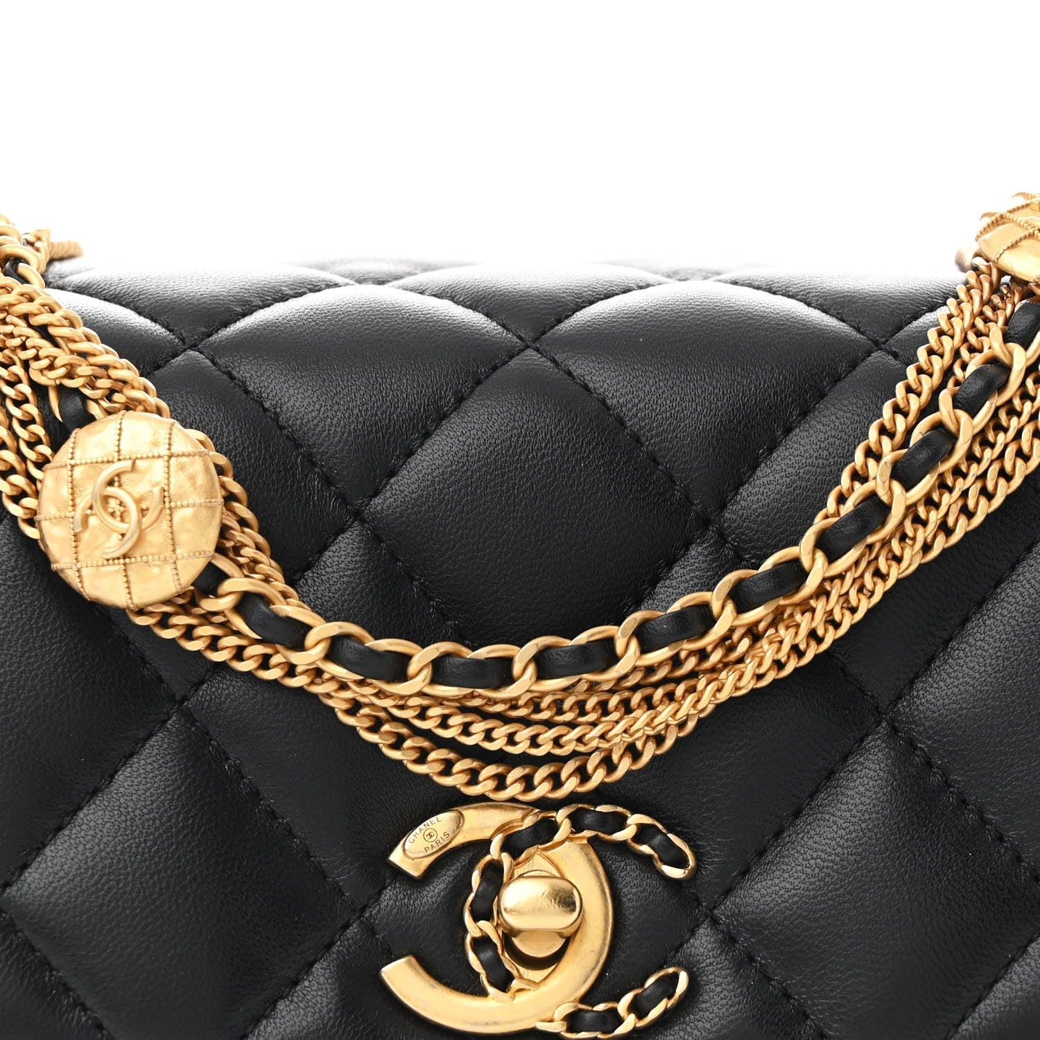 Chanel Lambskin Quilted Mini Medallion Multi Chain Flap Black 8 of 10