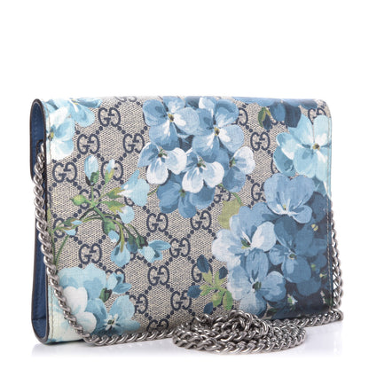 Gucci GG Supreme Monogram Blooms Mini Dionysus Chain Wallet Beige Blue Navy Vintage Blue 3 of 9