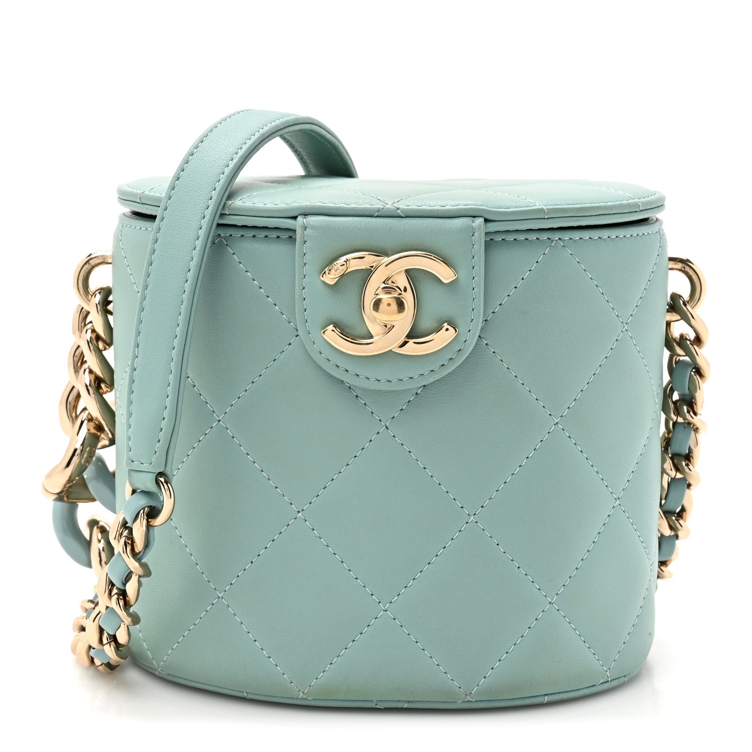 Chanel Lambskin Resin Elegant Chain Vanity Case Light Blue 1 of 14