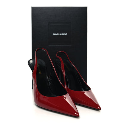 Saint Laurent Patent Calfskin Zoe 105 Slingback Pump 40.5 Red 9 of 9
