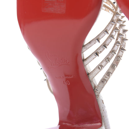 Christian Louboutin Liege Pepite Marthaspike 55 Slide Sandals 40 Gold Silver 9 of 10
