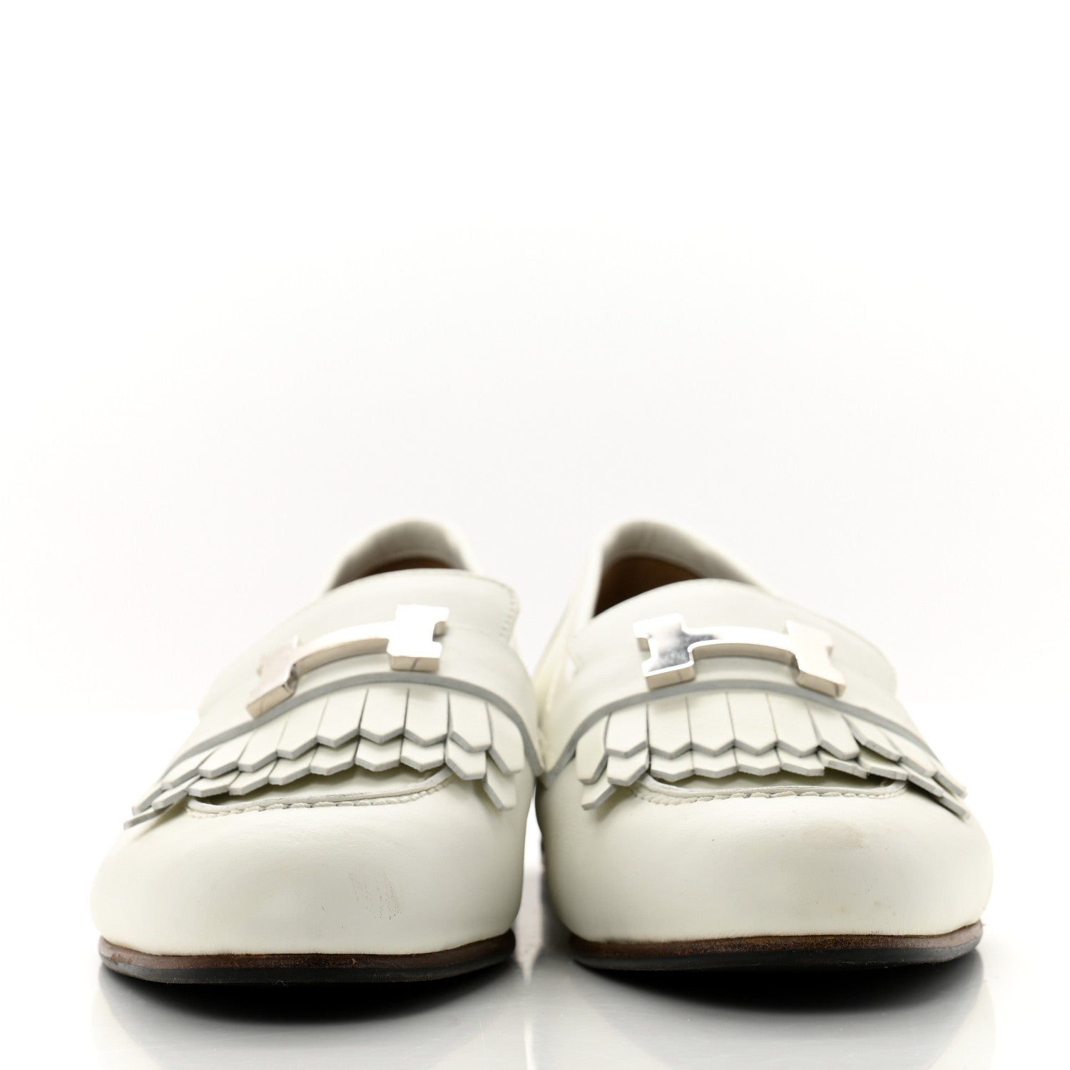 Hermes Calfskin Womens Royal Loafers 36 White 3 of 13