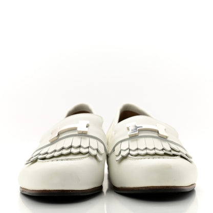 Hermes Calfskin Womens Royal Loafers 36 White 3 of 13