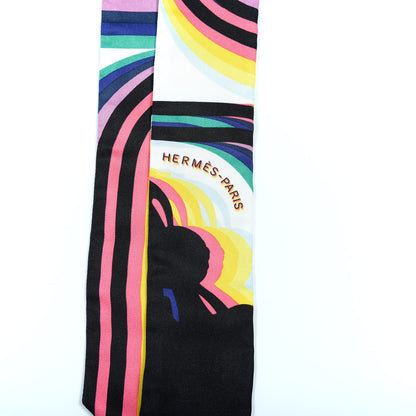 Hermes Silk Brides De Gala Shadow Twilly Black Jaune Multicolor 6 of 6