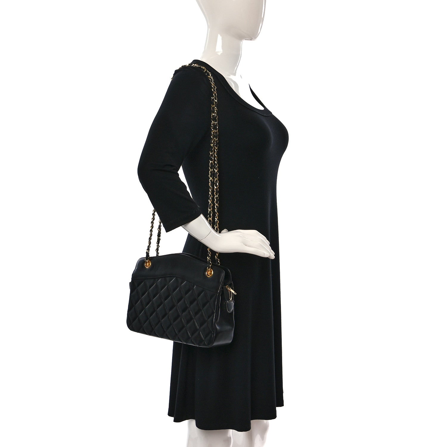 Chanel Lambskin Quilted Shoulder Bag Black 2 of 9