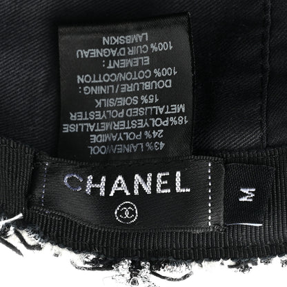 Chanel Metallic Tweed CC Cap Hat M White Black 8 of 8