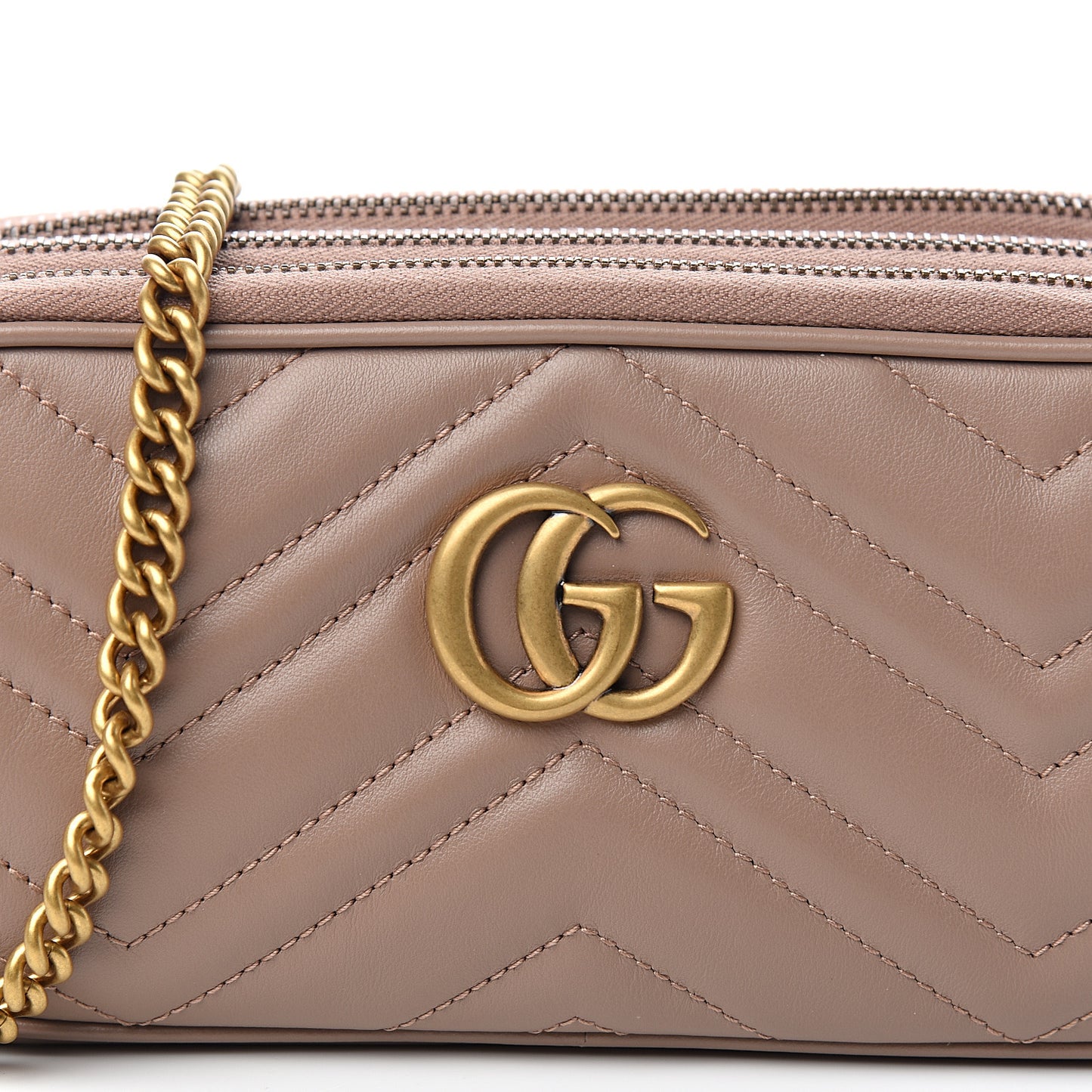 Calfskin Matelasse Mini GG Marmont Chain Crossbody Bag Porcelain Rose