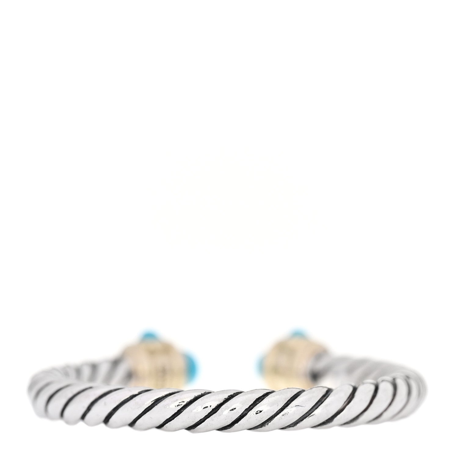 David Yurman Sterling Silver 14K Yellow Gold Diamond Turquoise Renaissance Ring 54 6.75 2 of 4