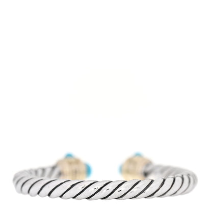 David Yurman Sterling Silver 14K Yellow Gold Diamond Turquoise Renaissance Ring 54 6.75 2 of 4