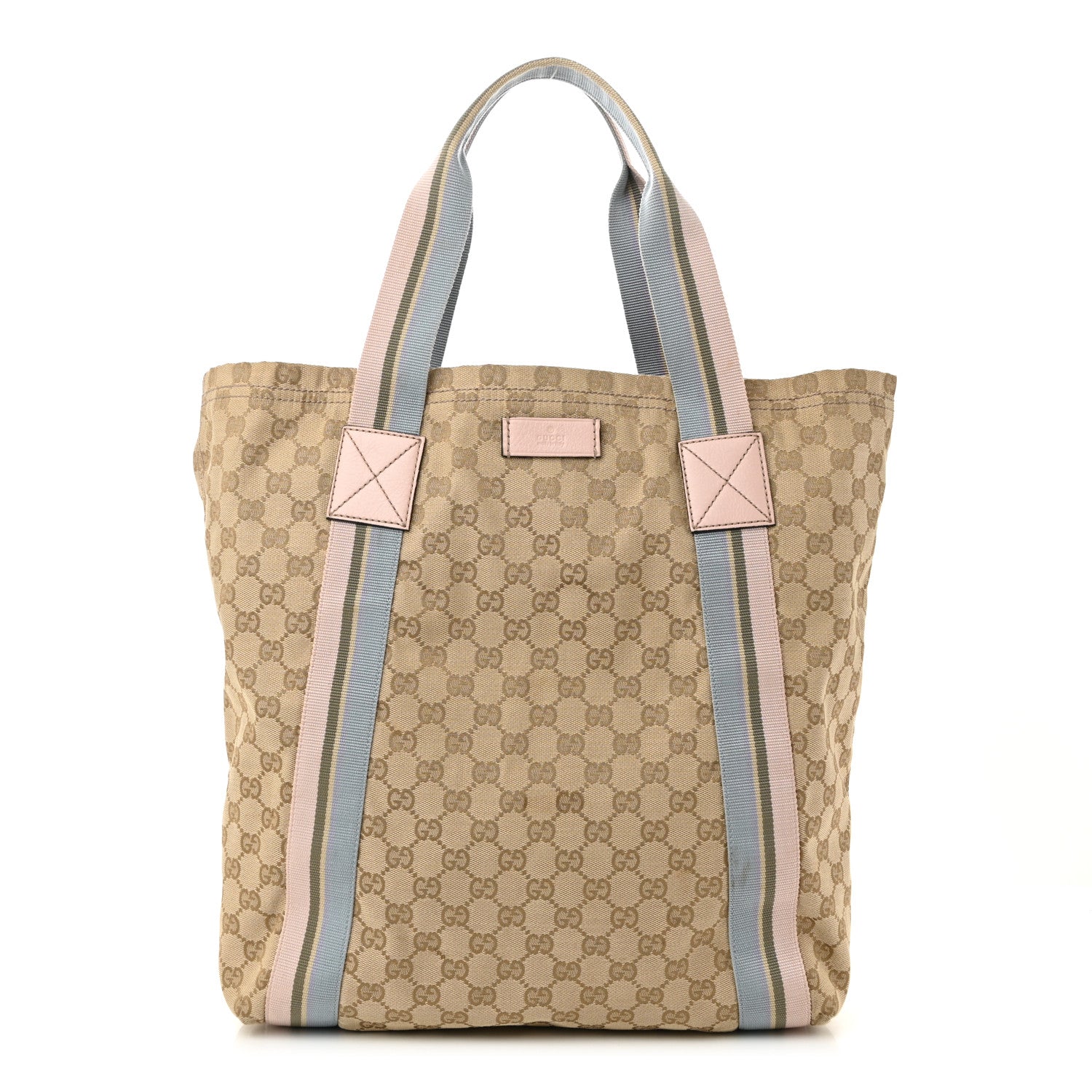 Gucci GG Monogram Medium Web Handle Vertical Tote Pink Blue 1 of 11