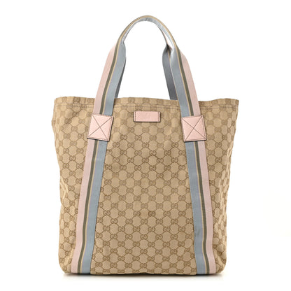 Gucci GG Monogram Medium Web Handle Vertical Tote Pink Blue 1 of 11