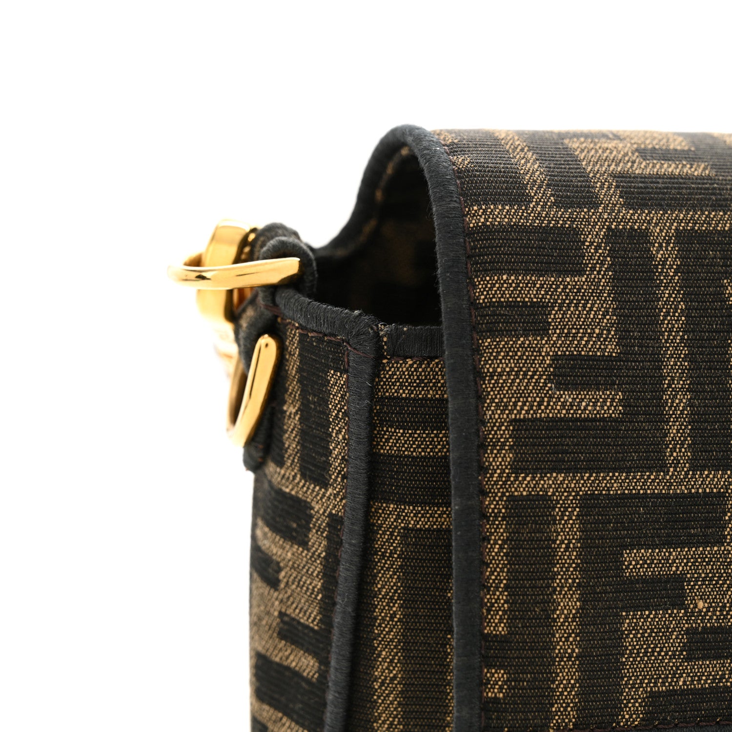 Fendi Fabric Jacquard FF 1974 Medium Baguette Tobacco Moro Black 10 of 11