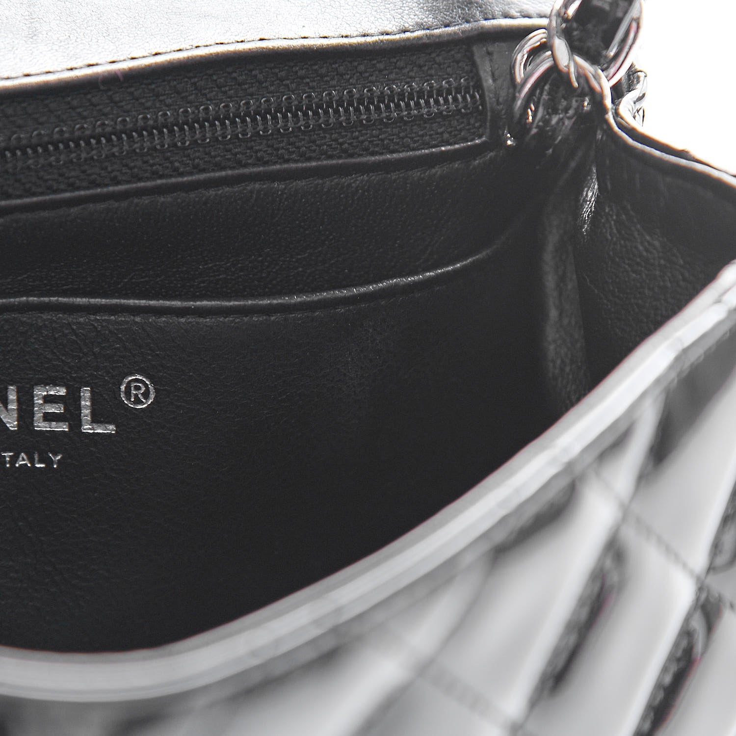 Chanel Patent Calfskin Sparkle Quilted Mini Square Flap Black 10 of 14