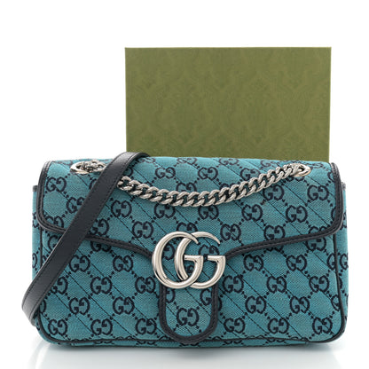 Gucci Monogram Multicolor Matelasse Diagonal Small GG Marmont Shoulder Bag Light Blue 12 of 12