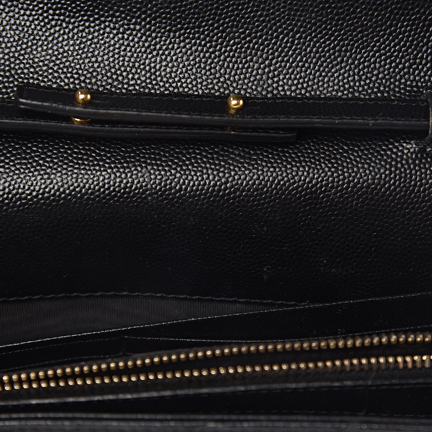 Saint Laurent Grain De Poudre Matelasse Chevron Monogram Chain Wallet Black 10 of 23