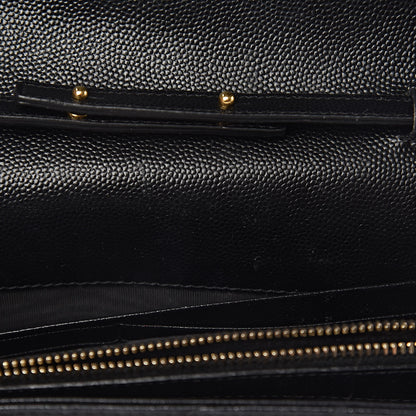 Saint Laurent Grain De Poudre Matelasse Chevron Monogram Chain Wallet Black 10 of 23