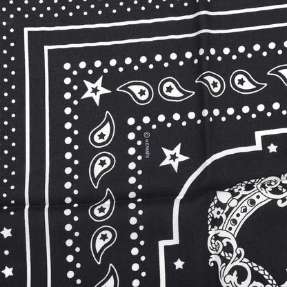 Hermes Cashmere Silk Les Cles Bandana Shawl 140 Black White 3 of 4