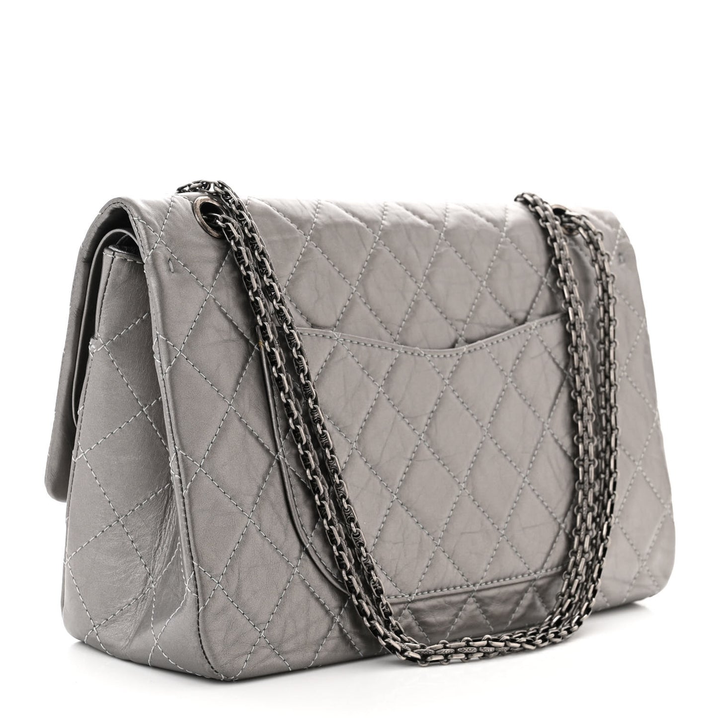 Metallic Aged Calfskin Quilted 2.55 Reissue 227 Flap Argent Fonce