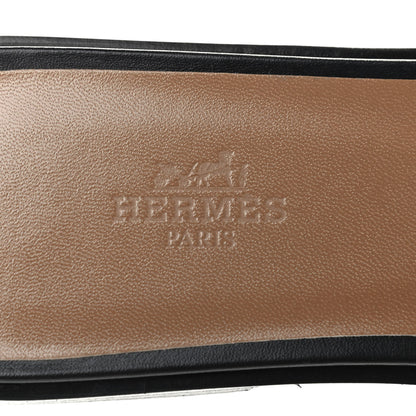 Hermes Box Calfskin Oran Sandals 39 Black 7 of 8