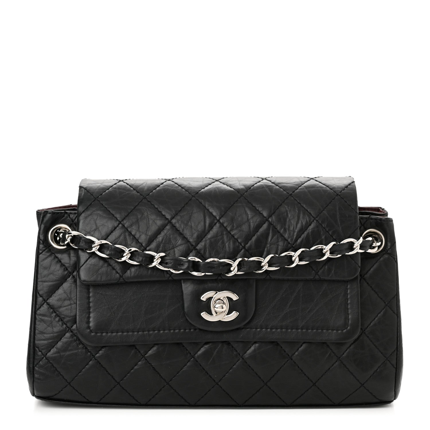Chanel Aged Calfskin Quilted Medium Accordion Flap Black 1 of 9