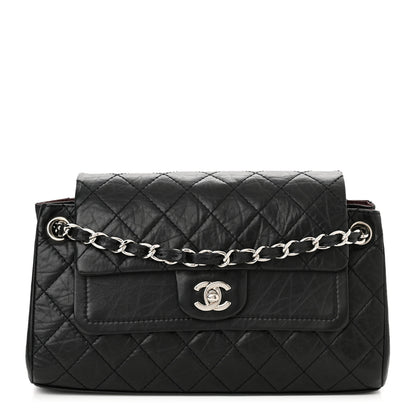 Chanel Aged Calfskin Quilted Medium Accordion Flap Black 1 of 9