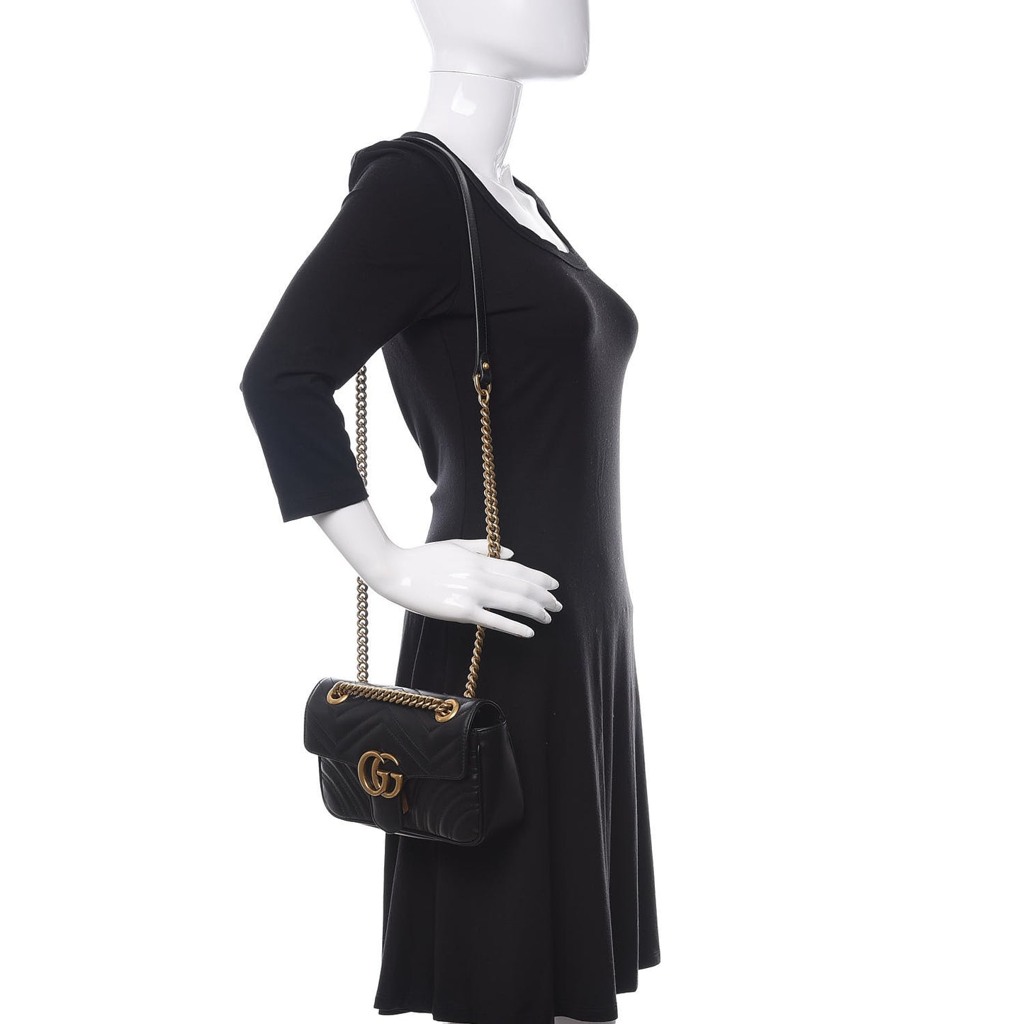 Calfskin Matelasse Mini GG Marmont Shoulder Bag Black