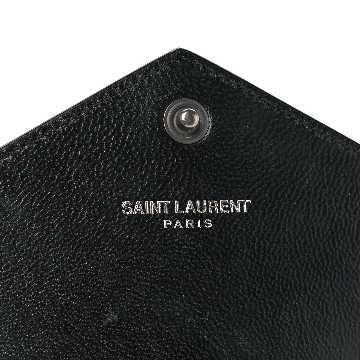 Saint Laurent Calfskin Crocodile Embossed Monogram Envelope Chain Wallet Black 6 of 12