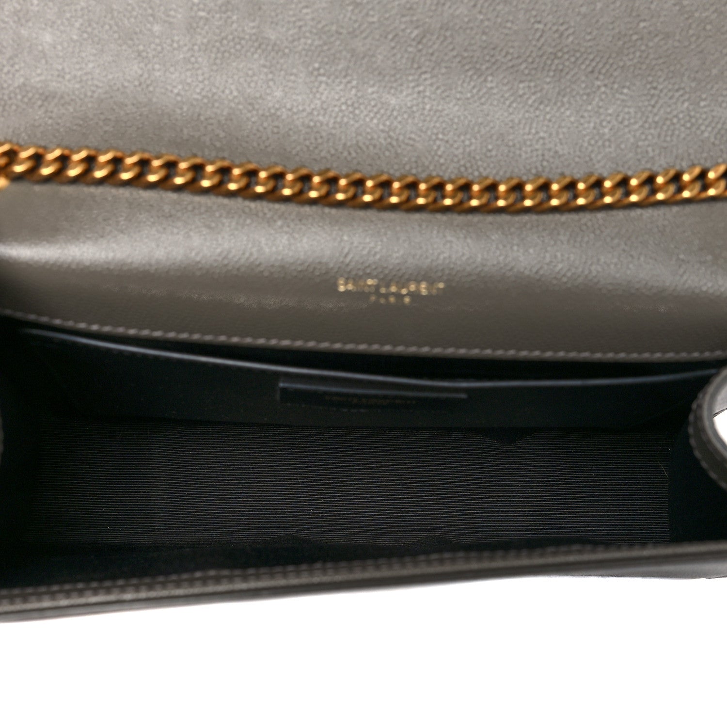 Saint Laurent Grain De Poudre Medium Classic Monogram Kate Satchel Earth Grey 5 of 11