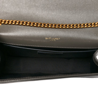 Saint Laurent Grain De Poudre Medium Classic Monogram Kate Satchel Earth Grey 5 of 11