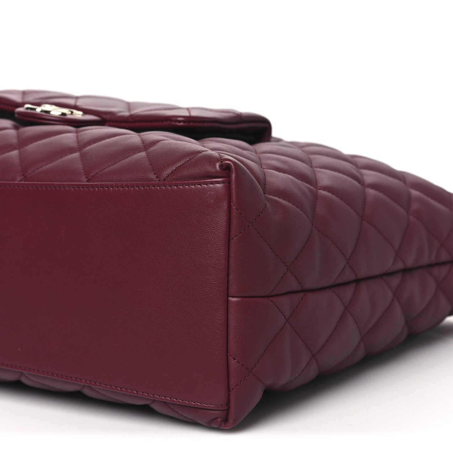 Calfskin Quilted Large Coco Mellow Hobo Burgundy