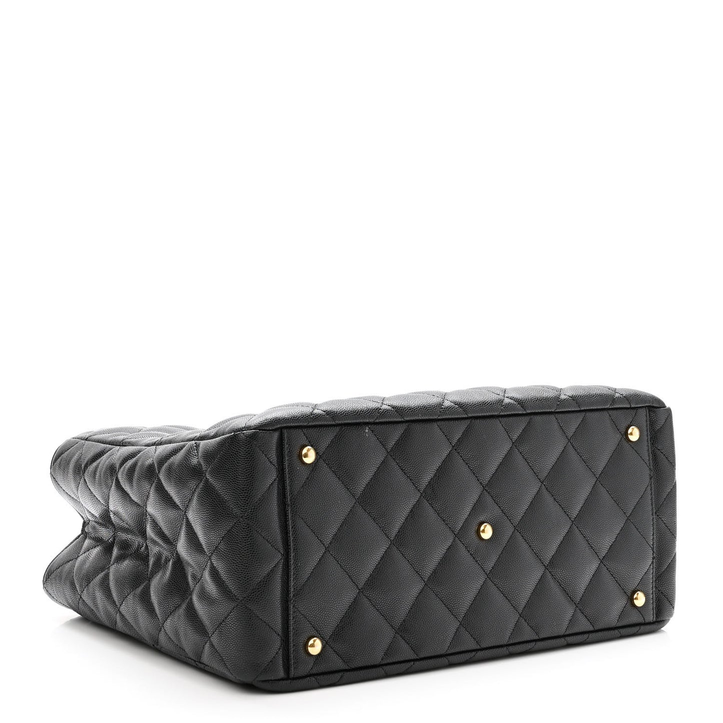Caviar Quilted Small Shopping Tote Black