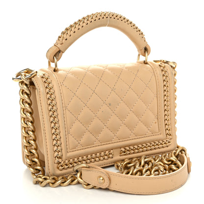 Chanel Calfskin Quilted Small Boy Handle Flap Beige 3 of 15