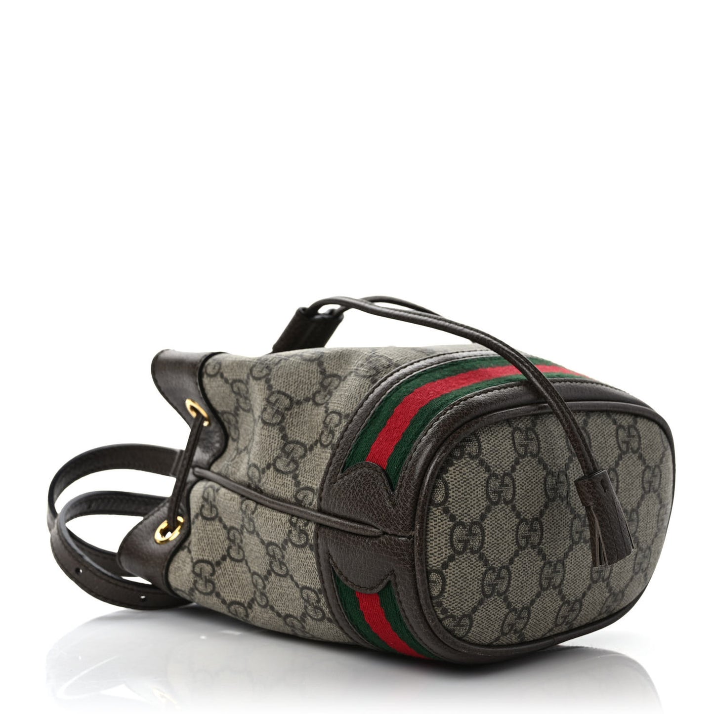 GG Supreme Monogram Web Mini Ophidia Bucket Bag Brown